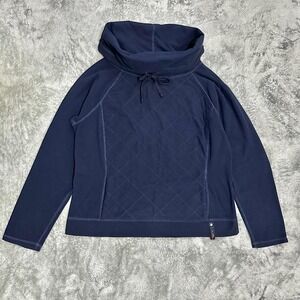 Lauren Ralph Lauren Active Fleece Pullover Womens L Blue Cowl Neck Quilted